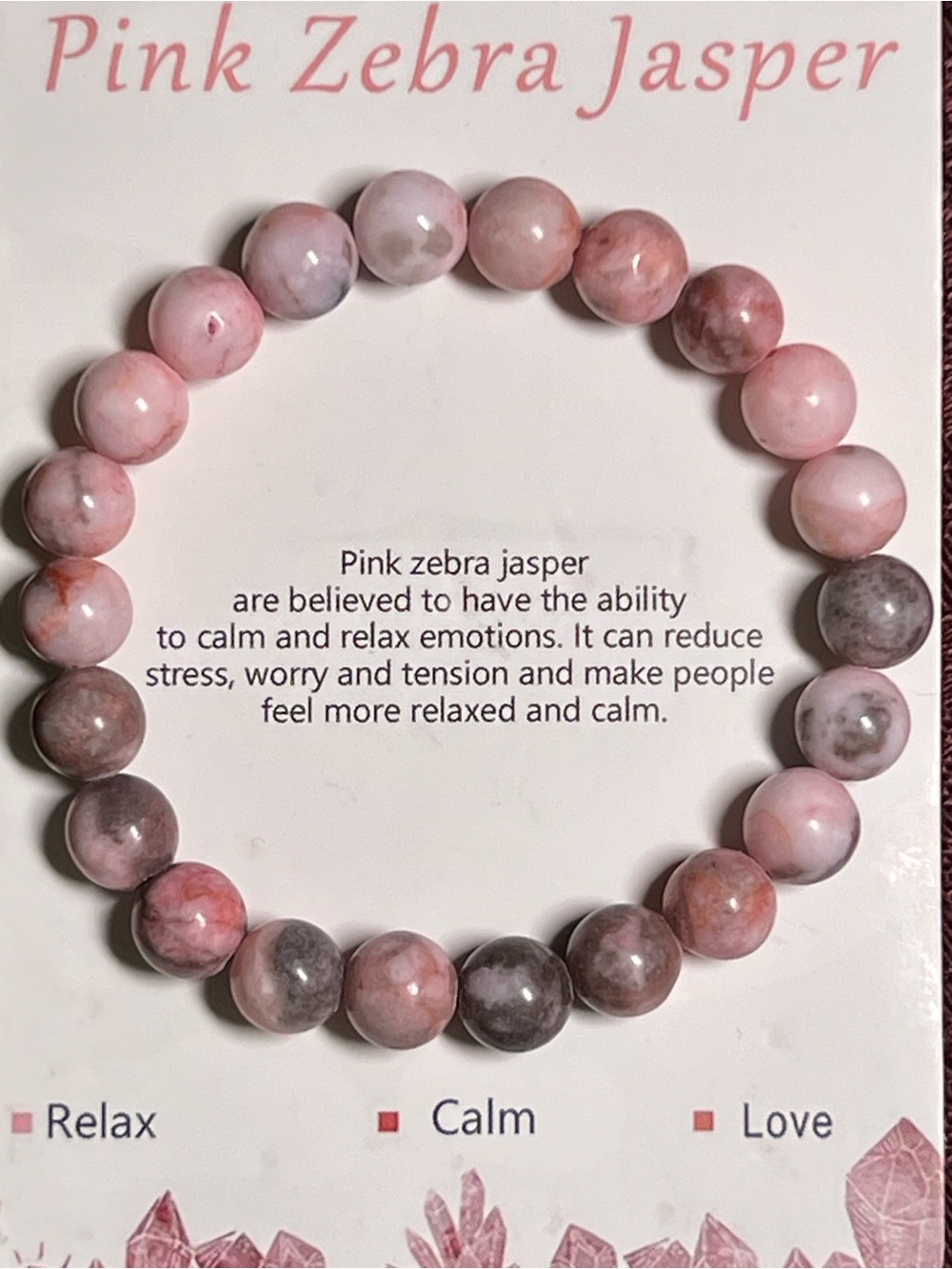Pink Zebra Jasper Beaded Stretch Bracelet - Women Jewelry